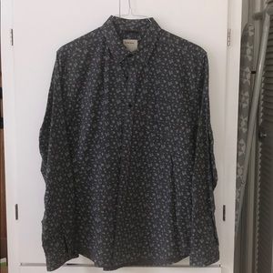 Men’s designer denim button down long sleeve shirt